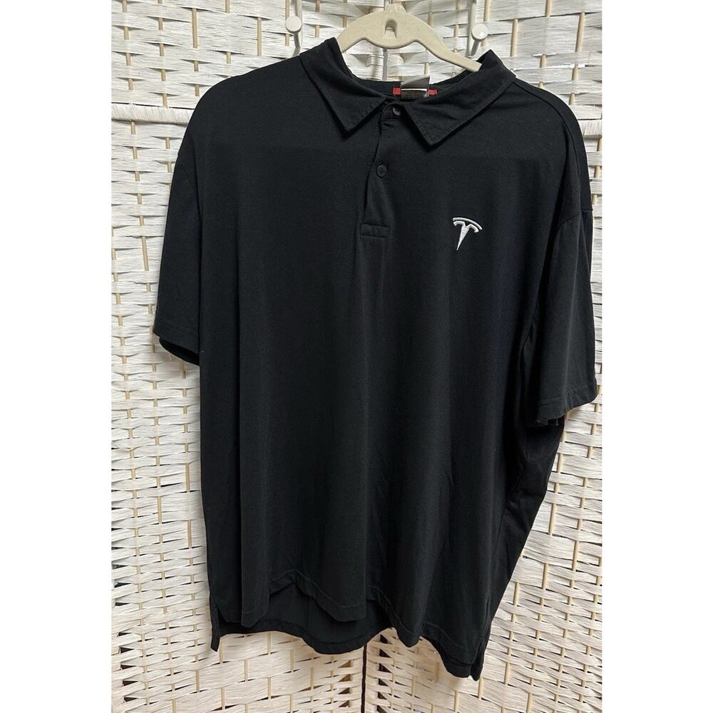 Tesla Motor‎ Company Embroidered Logo Polo Shirt Black Men's Size XXL